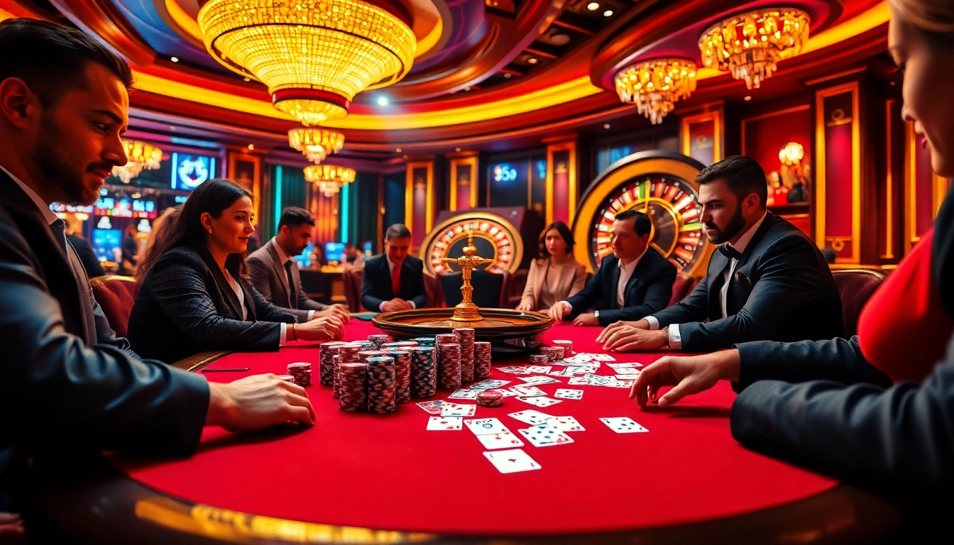 Vibrant casino scene featuring poker players and colorful chips reflecting the excitement of https://www.jl55.one/.