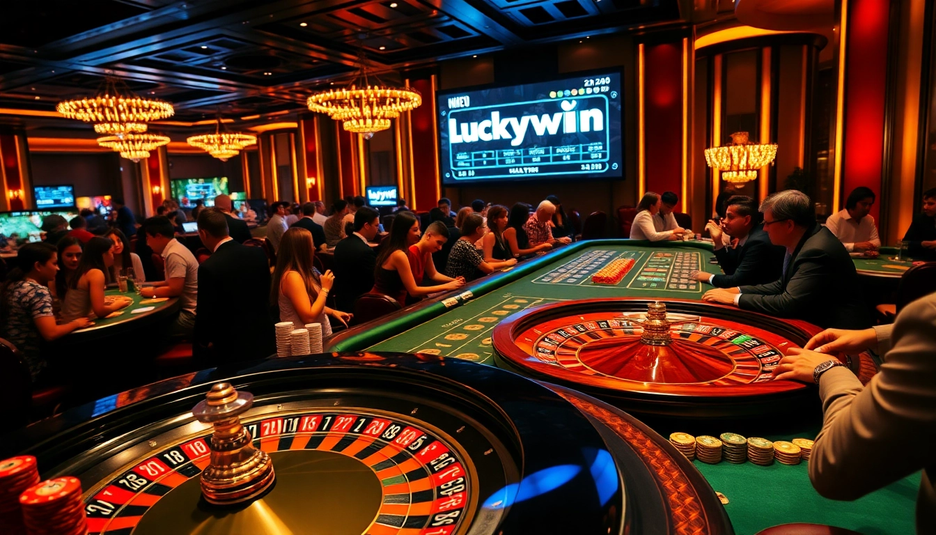 Winning at the Luckywin casino with colorful chips and roulette excitement.