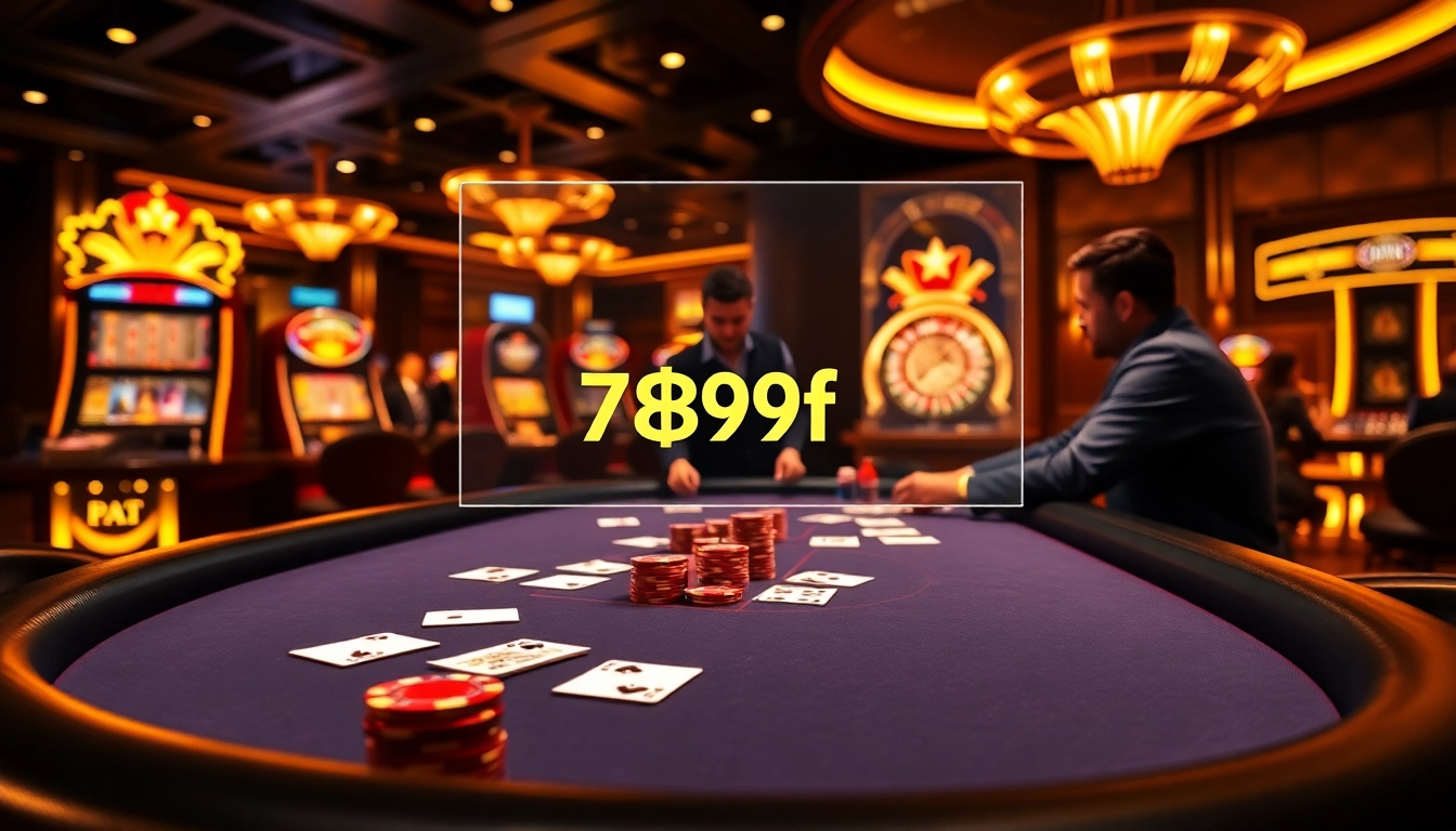 Players enjoying a thrilling poker game at 789f casino, surrounded by high-end gaming elements.