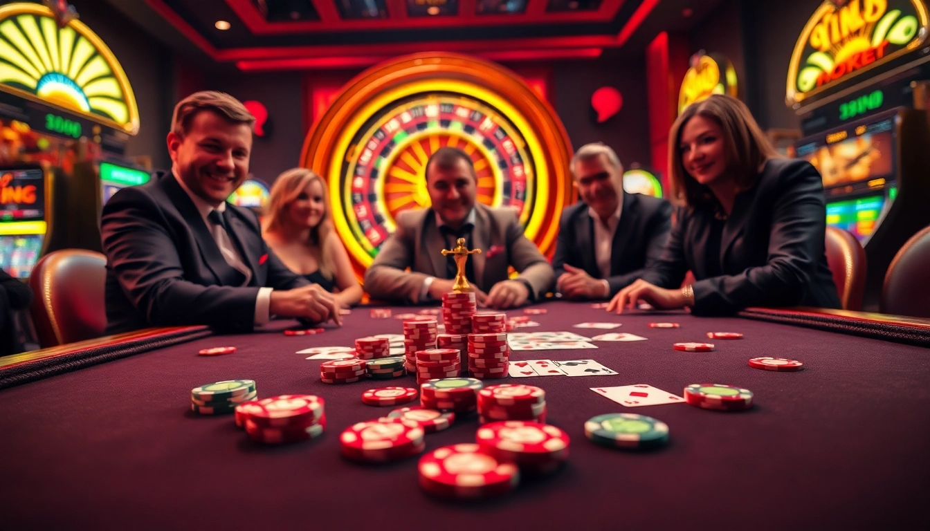 Experience the thrill of win55 at an elegant casino poker table with vibrant chips and cards.