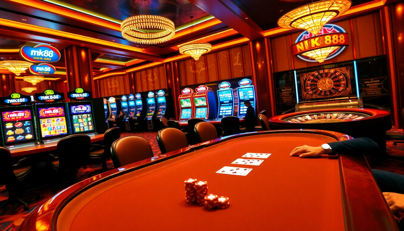 Experience thrilling nk 88 gambling excitement with poker, slots, and roulette in an elegant casino.