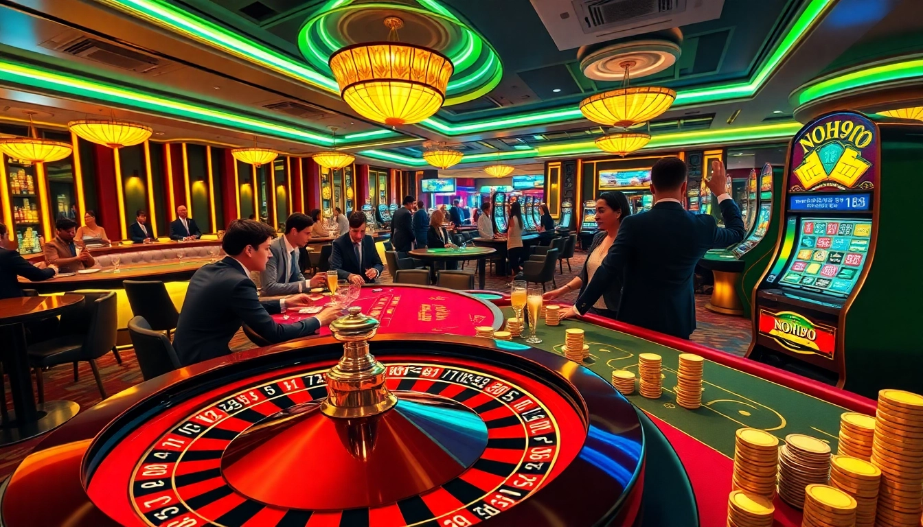 Experience a thrilling moment at NOHU90 casino with players engaged in high-stakes games.