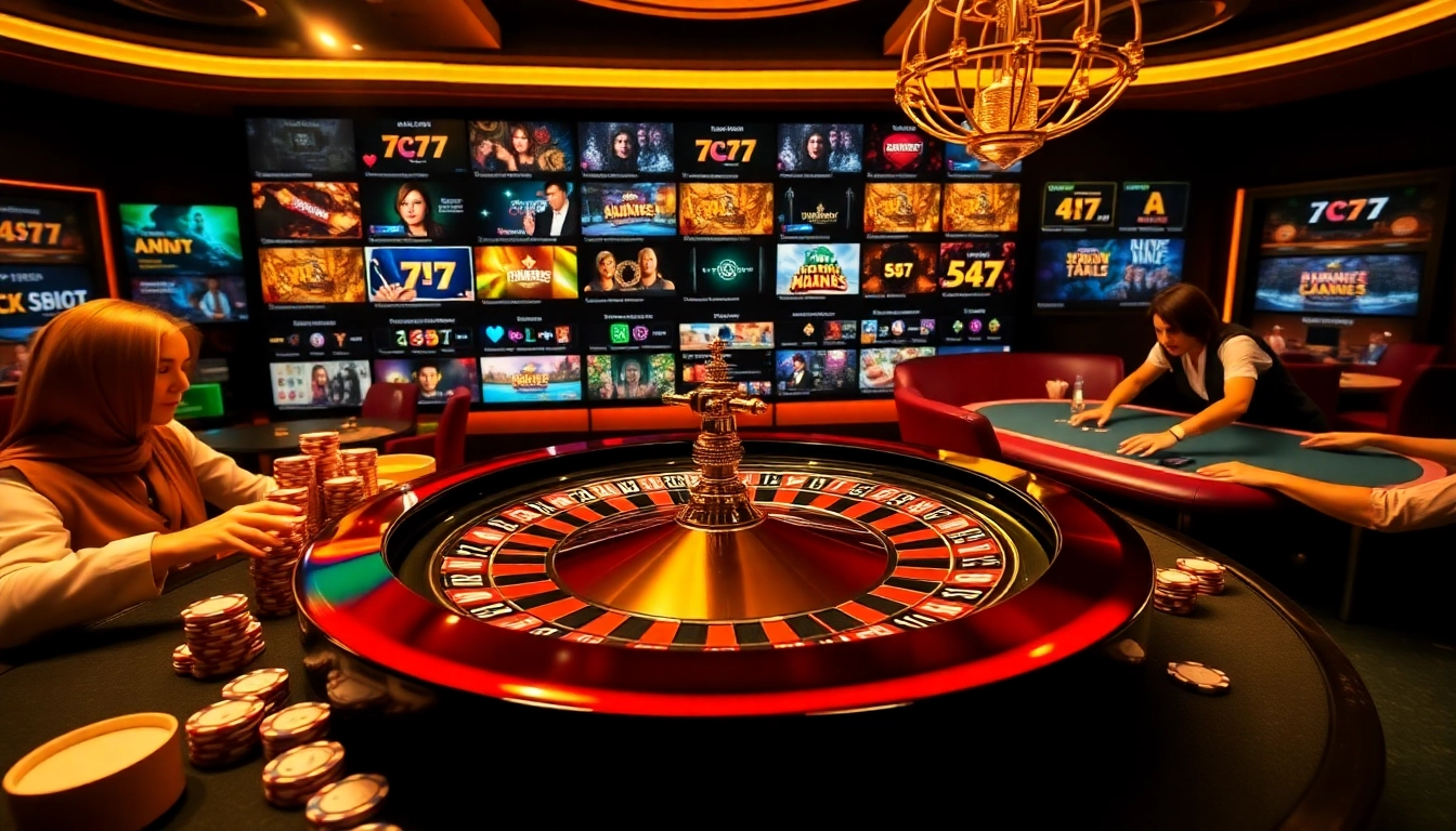 Experience the thrill of 7C77 online casino gaming with glamorous roulette and vibrant action.