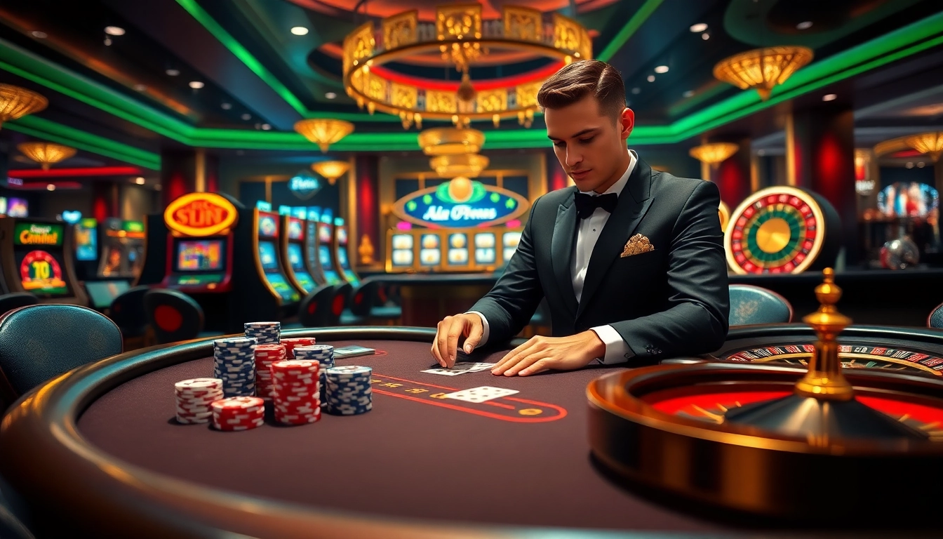 Experience thrilling gameplay at BJ388's luxurious online casino showcasing high-stakes poker action.