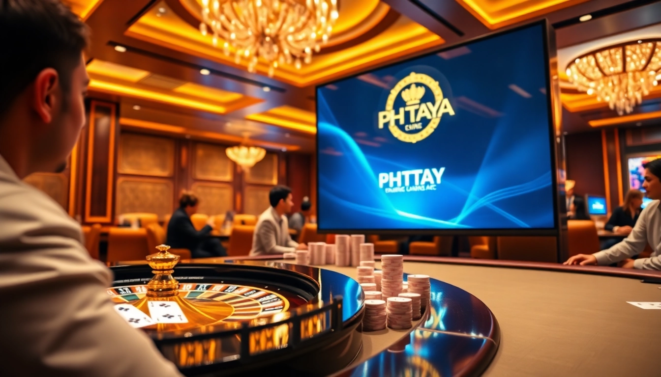 Exciting online gambling scene at https://phtaya.ac/ featuring roulette, poker, and lively players.