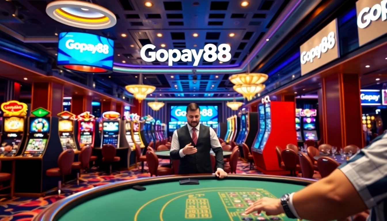 Experience thrilling gameplay at Gopay88's vibrant casino with exciting slot machines and roulette tables.