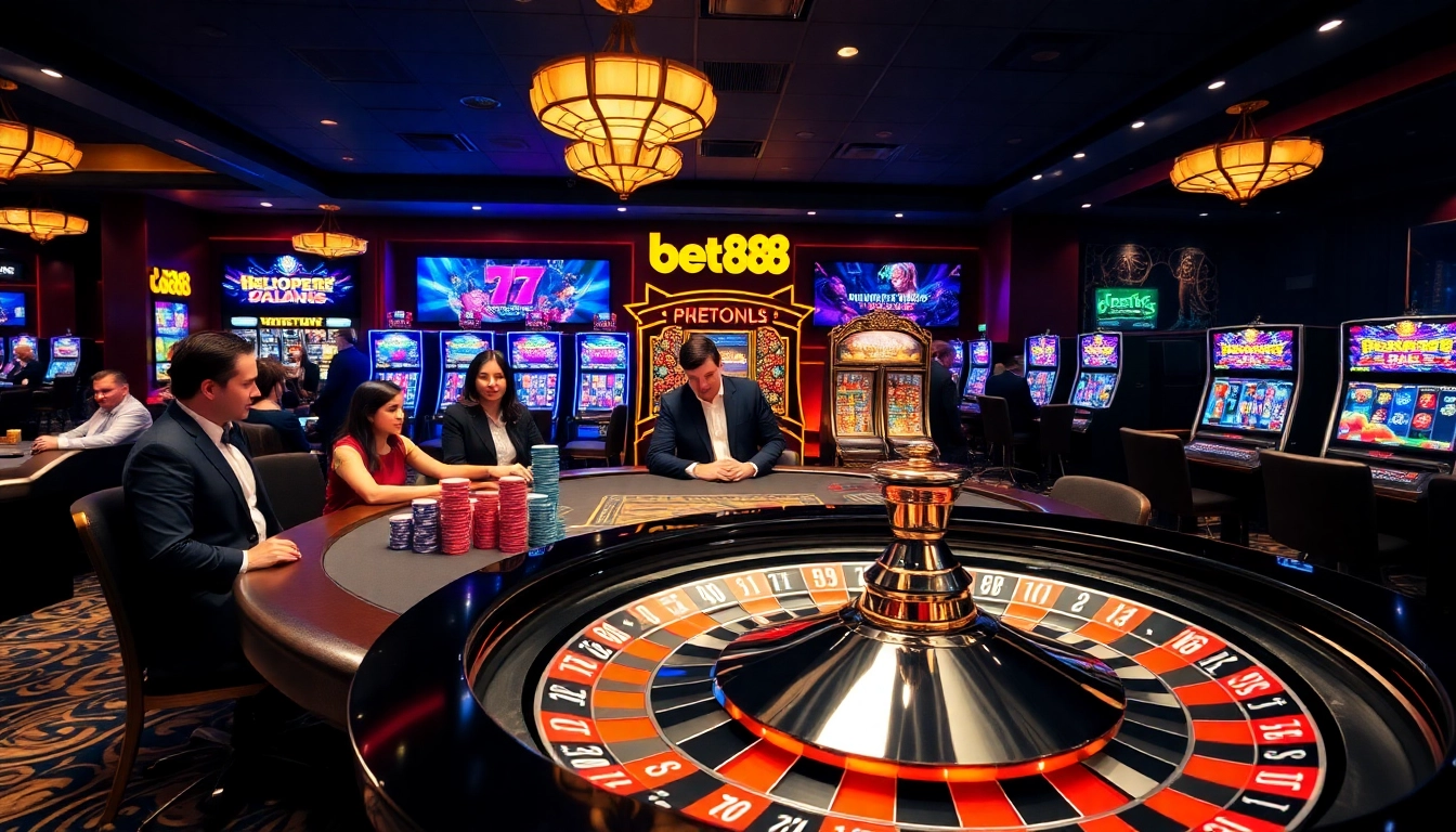 Experience high-stakes excitement at bet88's luxurious casino tables and vibrant slot machines.