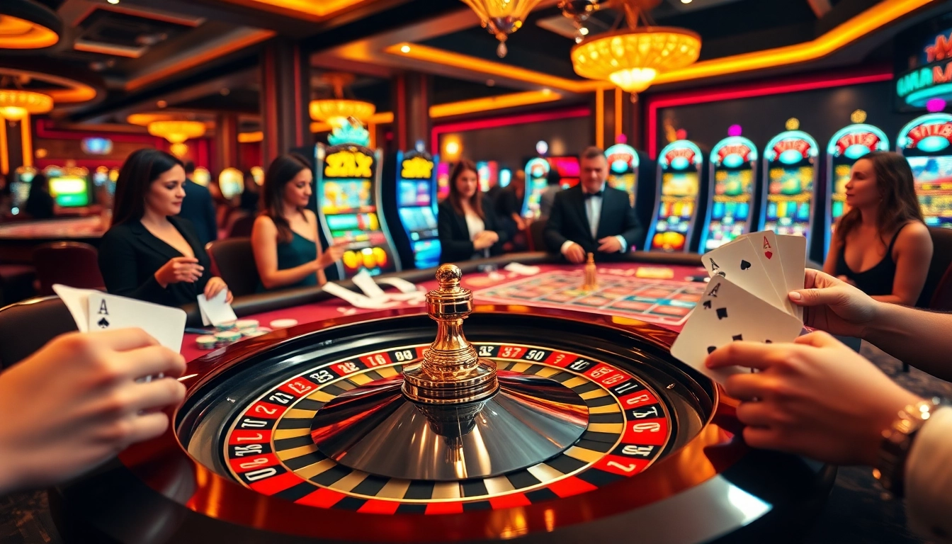 Players enjoying the excitement of roulette at https://dh88.site/ with colorful chips in a luxurious casino setting.