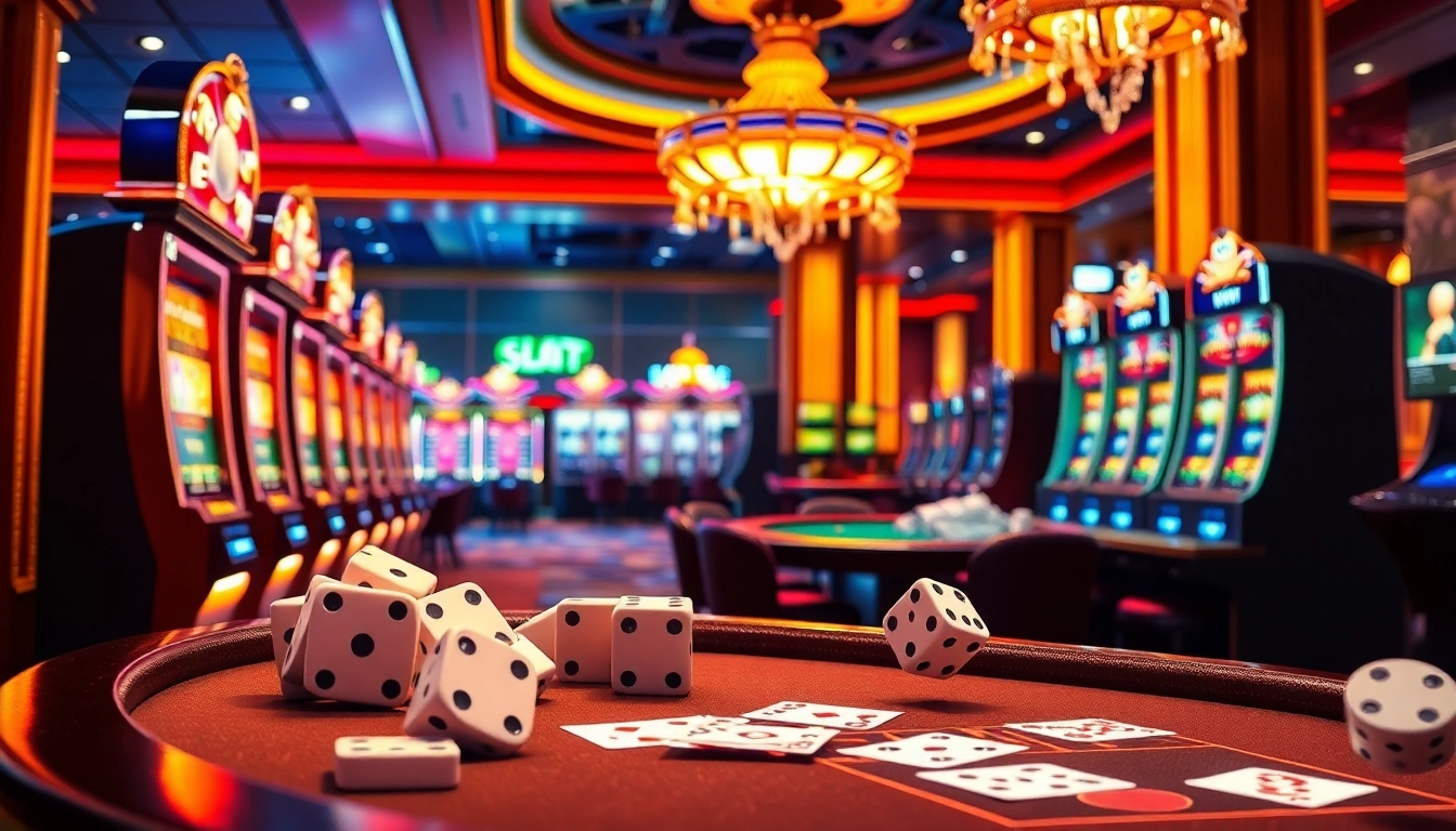 Exciting PGSLOT experience showcasing vibrant slot machines and dynamic casino elements.