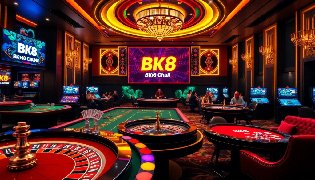 Engaging gambling experience at BK8Thai casino, featuring vibrant gaming tables and players.