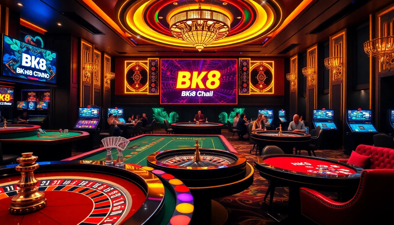 Engaging gambling experience at BK8Thai casino, featuring vibrant gaming tables and players.