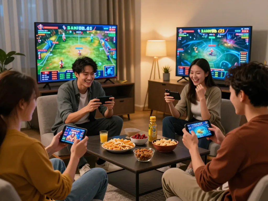 Friends enjoying SC88 mobile gaming together in a cozy living room atmosphere.