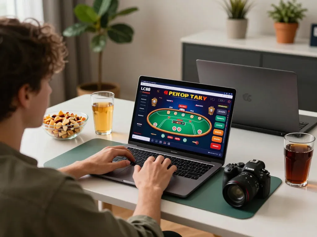 Engaging online poker scene with LC88 gaming interface showcasing a focused player enjoying strategic gameplay.