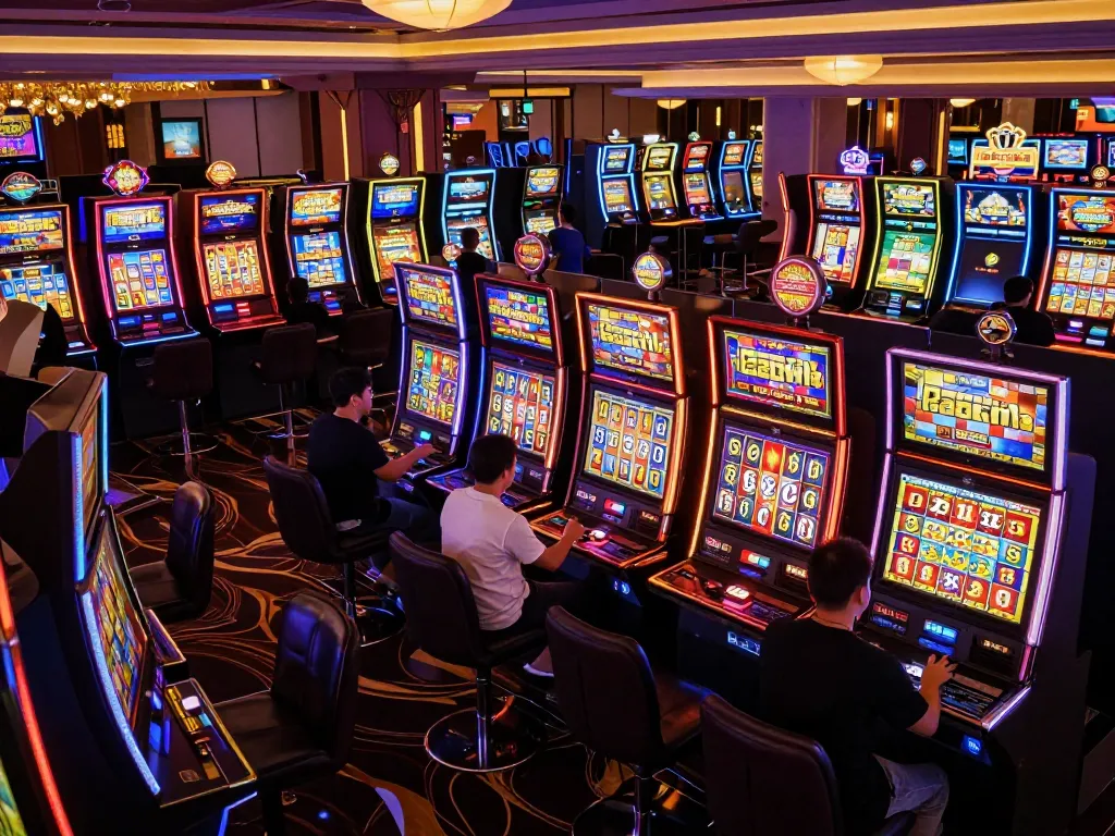 Experience the thrill of slot gacor with players celebrating wins on vibrant slot machines.