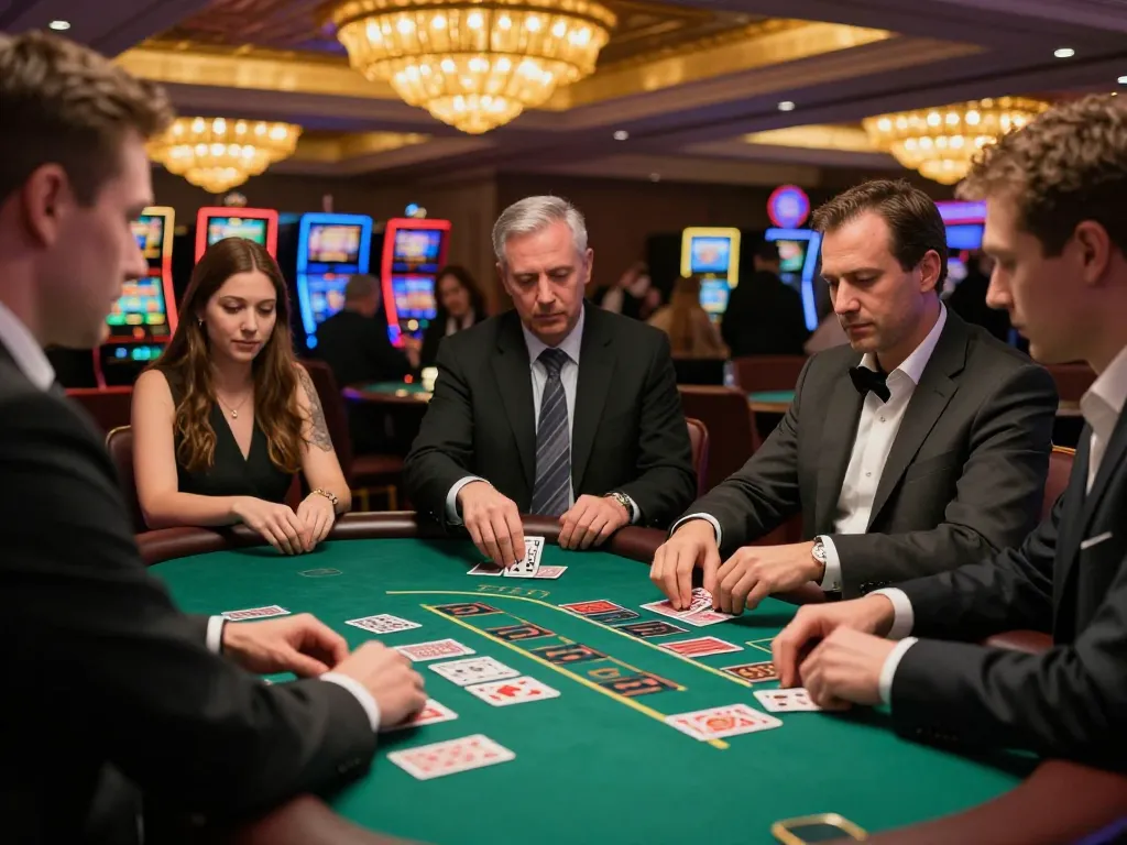 Engaged players at Ho88 enjoying an exciting blackjack game with a professional dealer