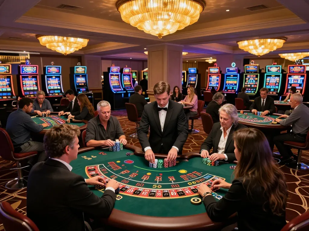 Players engaging at casinos not on gamstop with lively roulette tables and vibrant casino atmosphere.