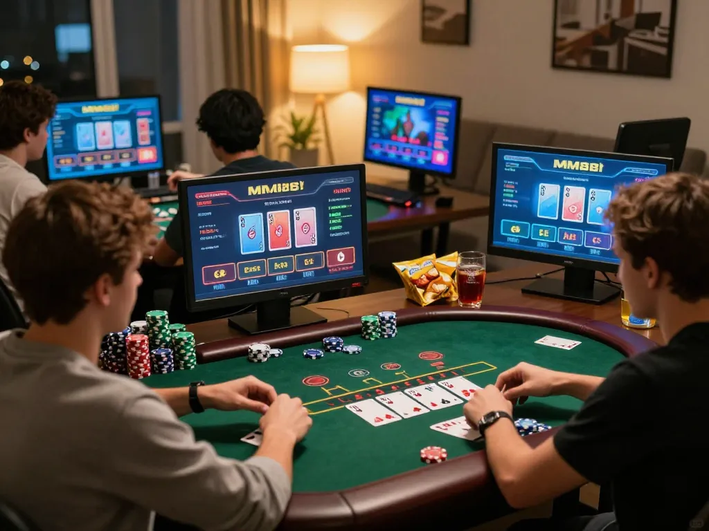 Players enjoying an online blackjack game on the MM88 platform, showcasing strategic gameplay.