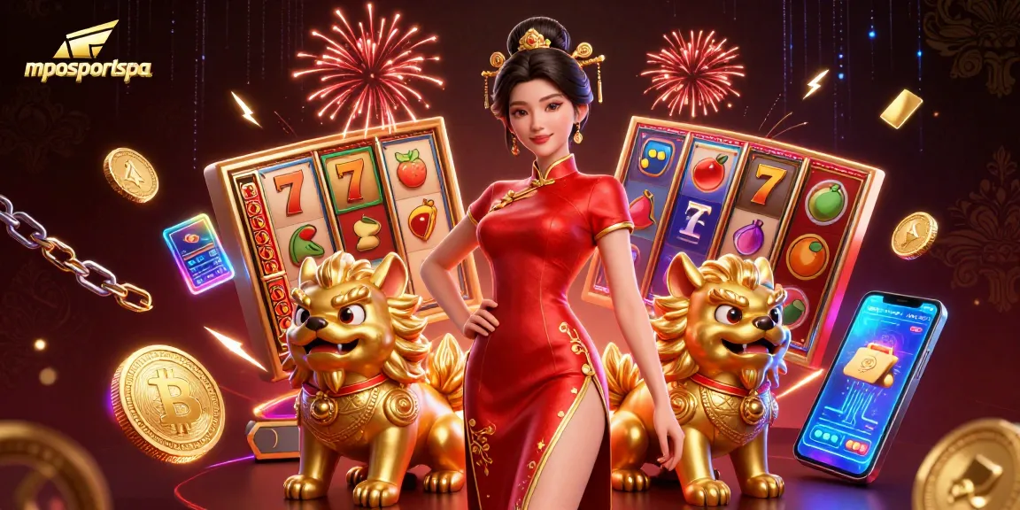 Rasakan slot dan jackpot yang mendebarkan di mposportspa dengan elemen kasino yang cerah dan kembang api yang meriah.