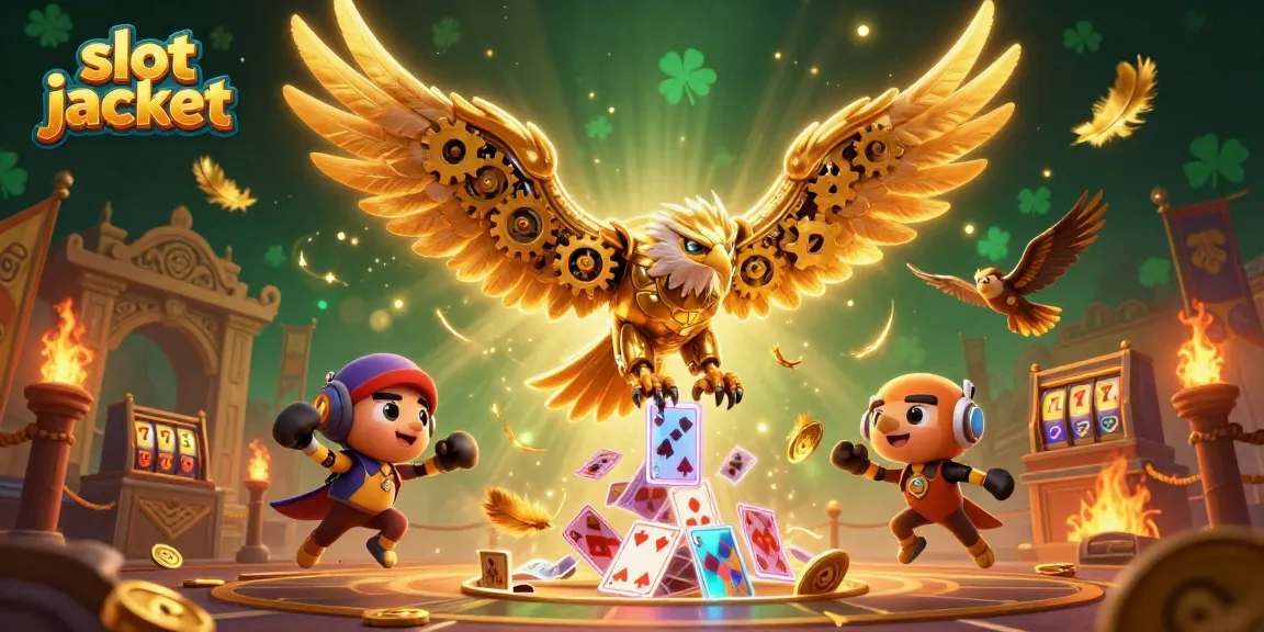 Menangkan slot jackpot dengan simbol beruntung dalam ilustrasi kasino yang dinamis.