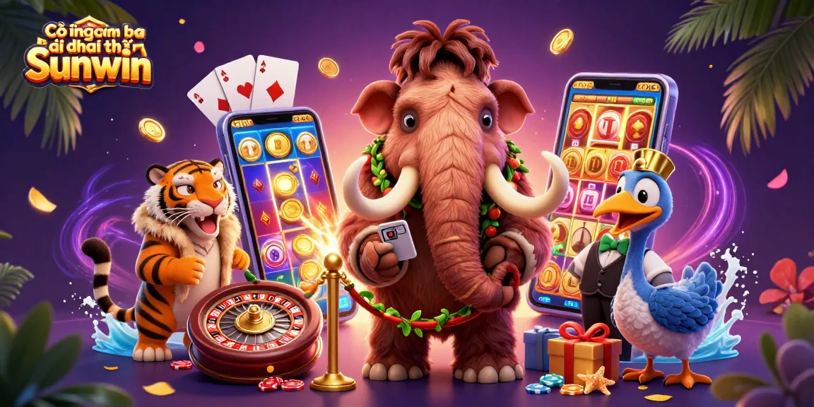 Engage with the Cổng game bài đổi thưởng Sunwin features and vibrant casino scene in this dynamic illustration.