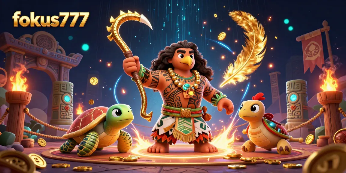 Experience thrilling gaming with fokus777, featuring dynamic characters and casino elements in an enchanting scene.