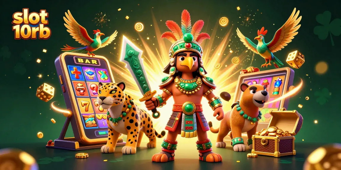 Experience thrilling wins with slot 10rb in a vibrant 3D casino illustration featuring iconic slot symbols.