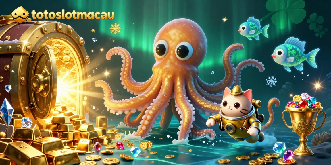 Engage with the thrilling world of totoslotmacau treasures, where a colossal kraken and diving cat uncover hidden gems.