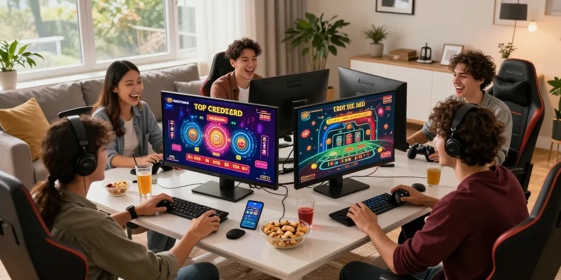 Friends gaming at home, showcasing top credit card casinos from https://crownwoods.org.uk in an exciting online gaming session.