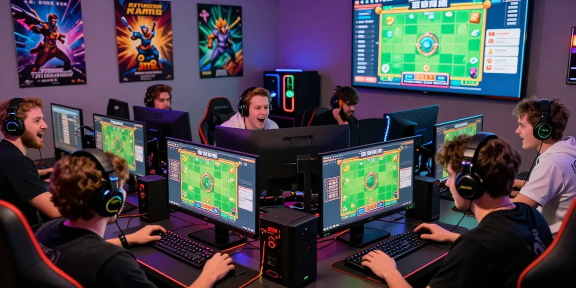 Komunitas online di https://honda555.net/ yang memainkan game lotere dengan semangat, dikelilingi perangkat gaming dan pencahayaan menarik.