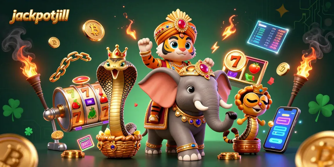 Engage with the jackpotjill experience featuring a vibrant 3D casino scene with characters and game elements.